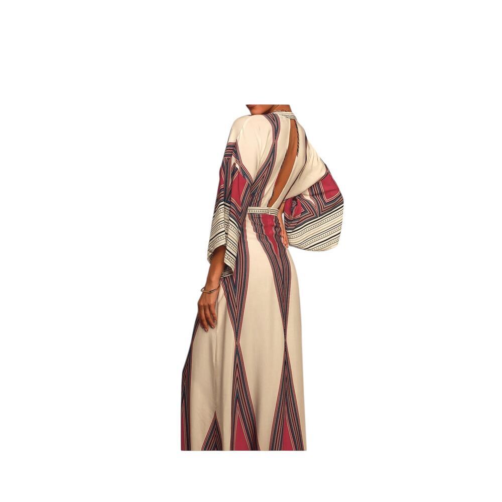 *New Lulus Montecito cream Print Maxi bohemian geometric Dress. Size-M - Picture 2 of 8